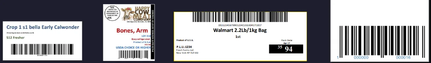 Retailer case and pallet labels for fresh produce generated by Producepak